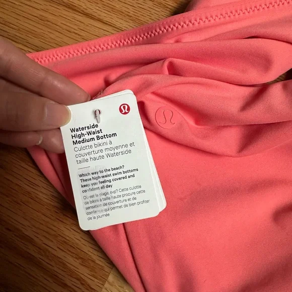 NWT 6 lululemon WatersideHigh-Waist Medium Coverage Swim Bottom - Coral Pink - Picture 5 of 7